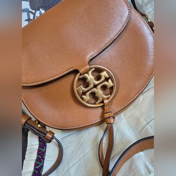 Tory Burch Leather Crossbody Saddle Bag - Picture 2 of 11